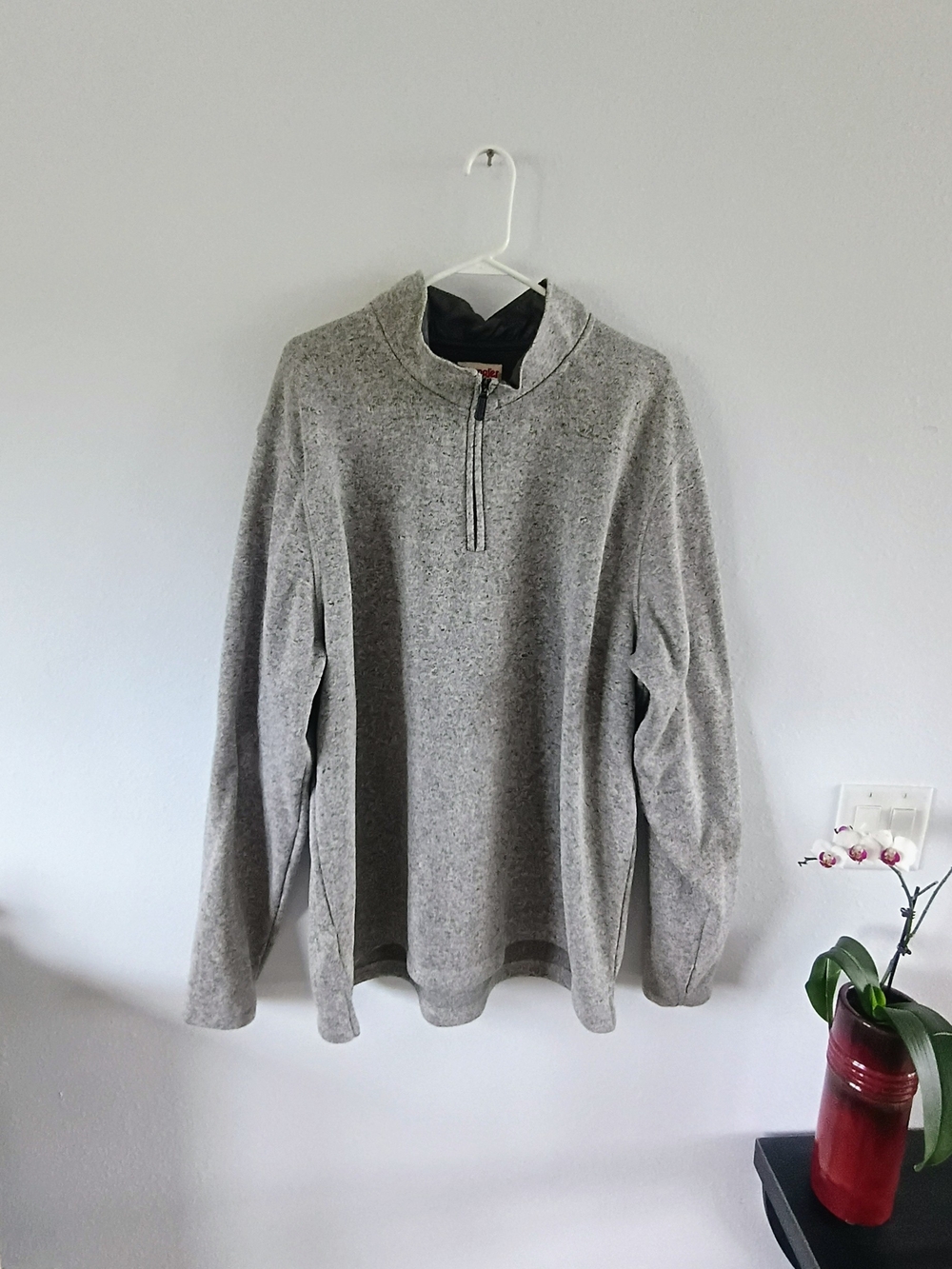 Wrangler Authentics Gray Heather Quarter Zip Fleece Pullover Sweater Mens 2XL
